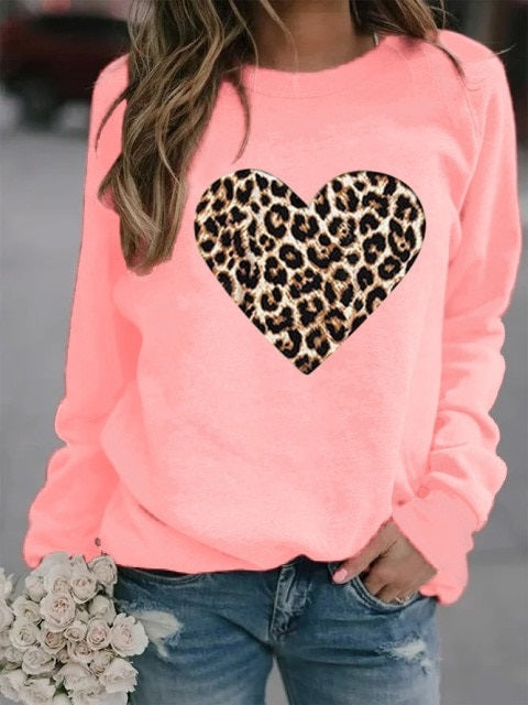 Printed Fleece Long Sleeve O Neck Loose Sweatshirt Hoodie Pullovers