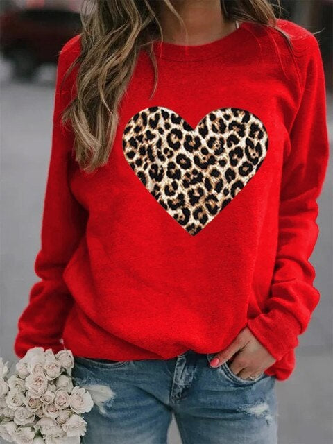 Printed Fleece Long Sleeve O Neck Loose Sweatshirt Hoodie Pullovers