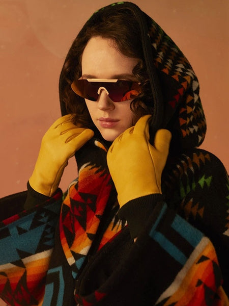 Printed High Collar Hooded Casual Color Block Coat