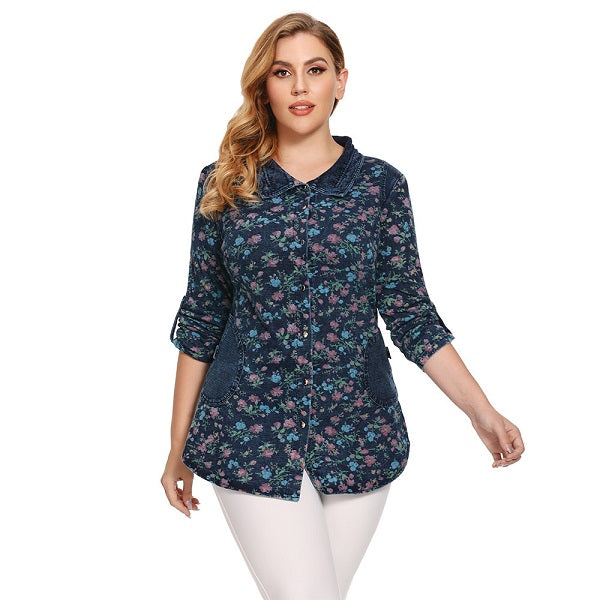 Printed Hoodie Cotton Knitted Denim Jacket