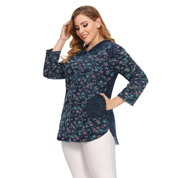Printed Hoodie Cotton Knitted Denim Jacket