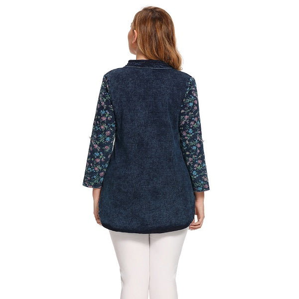 Printed Hoodie Cotton Knitted Denim Jacket