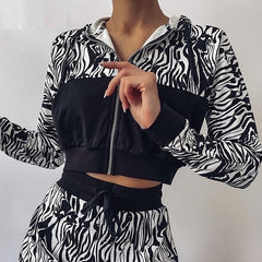 Printed Long Sleeve Cropped Jacket