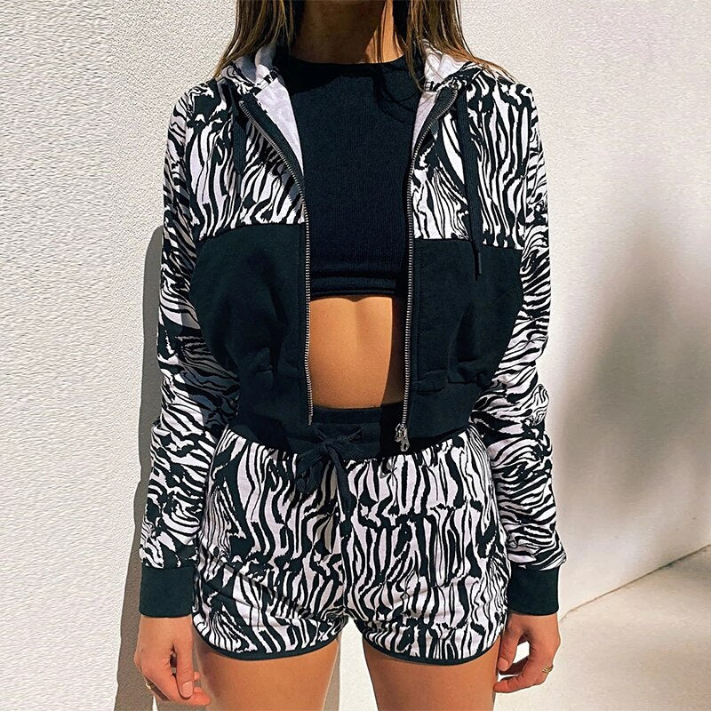 Printed Long Sleeve Cropped Jacket