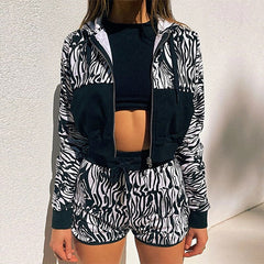 Printed Long Sleeve Cropped Jacket