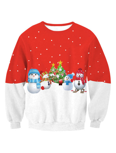 Printed Long Sleeve Pullover Christmas Oversized Sweatshirt
