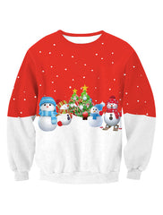 Printed Long Sleeve Pullover Christmas Oversized Sweatshirt