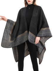 Printed Poncho Irregular Warmth Preservation Oversized Piping Cape