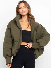 Puffer Coats Warmth High Collar Zipper Removable Outerwear