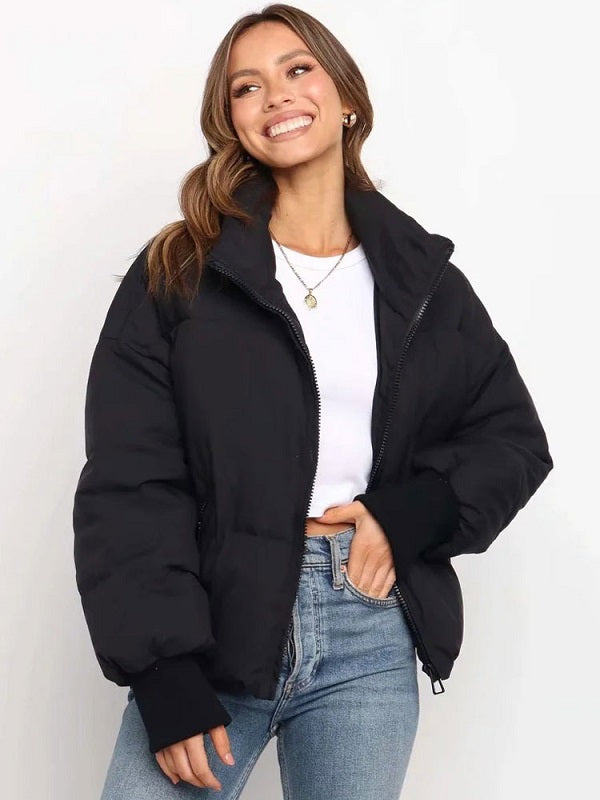 Puffer Coats Warmth High Collar Zipper Removable Outerwear