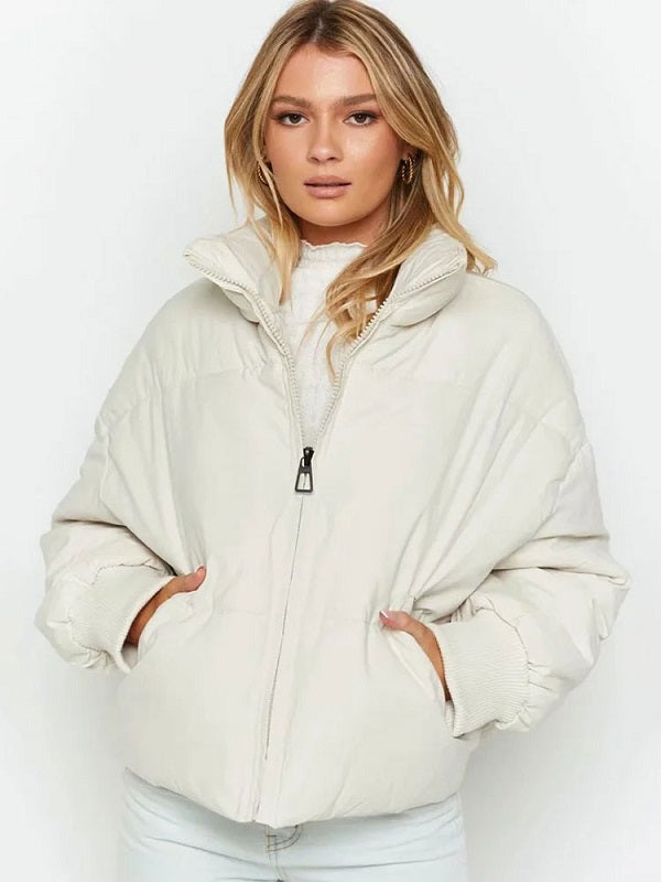 Puffer Coats Warmth High Collar Zipper Removable Outerwear