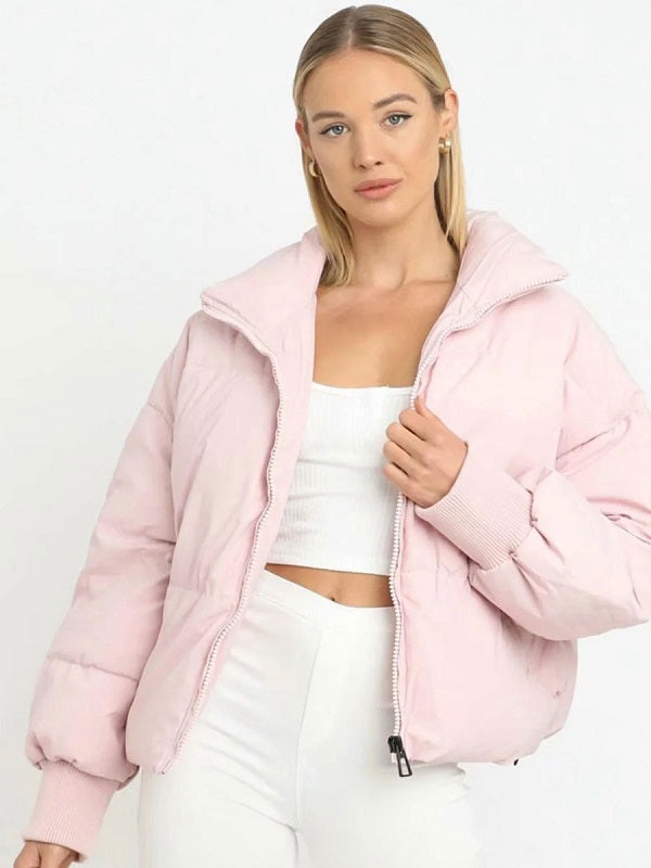 Puffer Coats Warmth High Collar Zipper Removable Outerwear