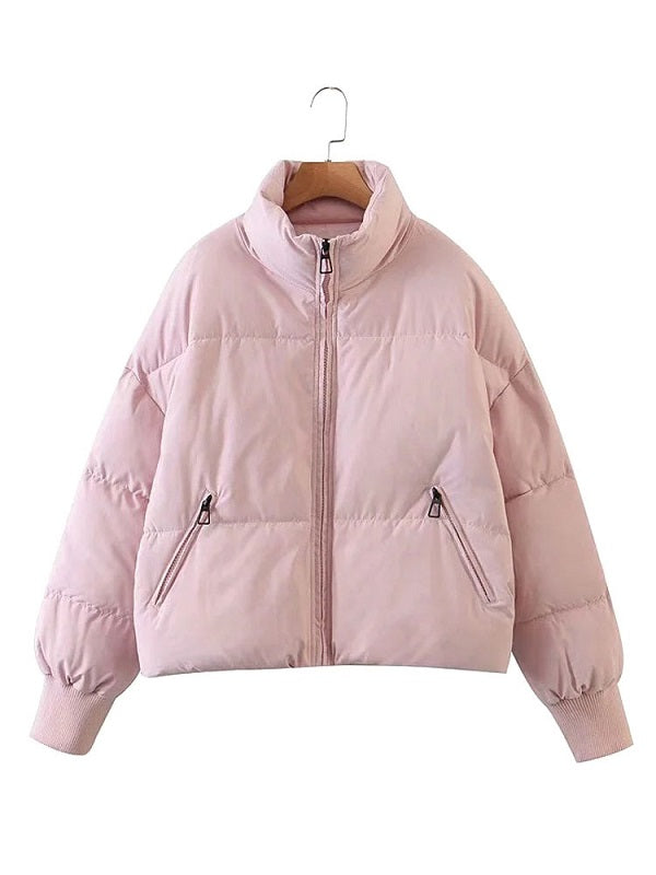 Puffer Coats Warmth High Collar Zipper Removable Outerwear