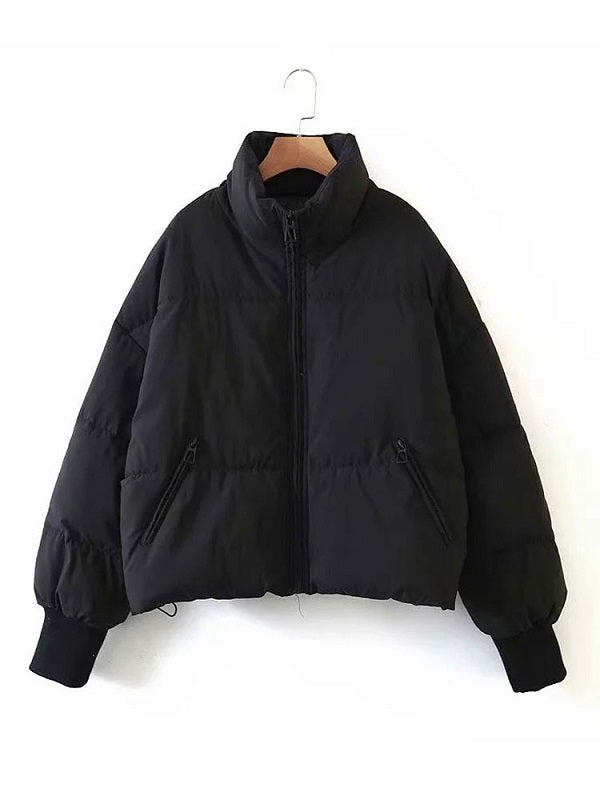 Puffer Coats Warmth High Collar Zipper Removable Outerwear