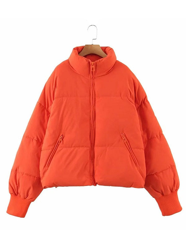 Puffer Coats Warmth High Collar Zipper Removable Outerwear