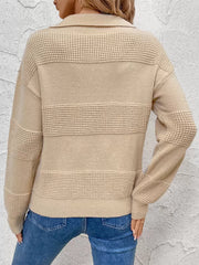 Pull Over Cut Out Turndown Collar Long Sleeves Vintage And Beautiful Sweater