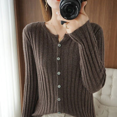 Pullover Casual Cashmere Round Neck Long-Sleeved Cardigan