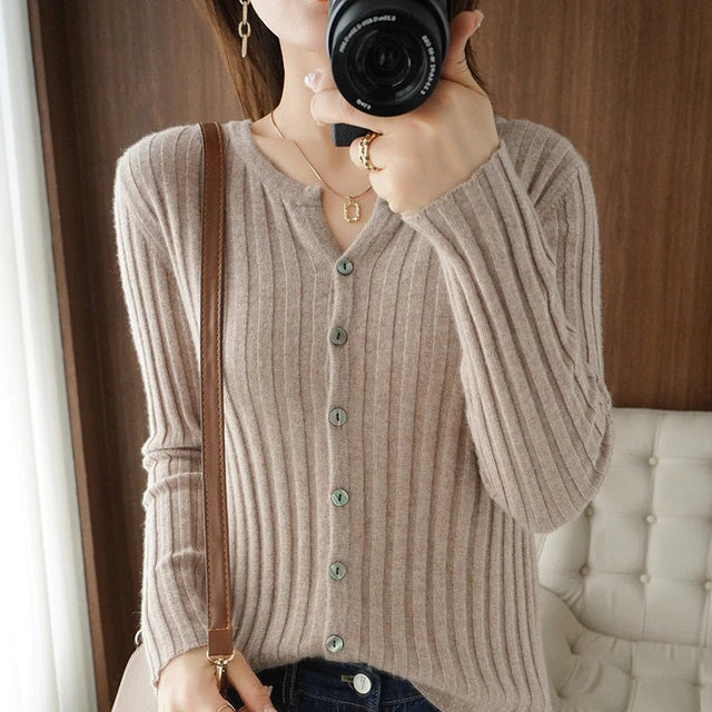 Pullover Casual Cashmere Round Neck Long-Sleeved Cardigan