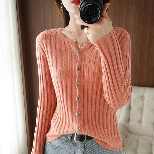 Pullover Casual Cashmere Round Neck Long-Sleeved Cardigan