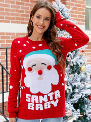 Pullover Christmas Pattern Round Neck Long Sleeves Sweaters