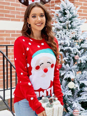 Pullover Christmas Pattern Round Neck Long Sleeves Sweaters