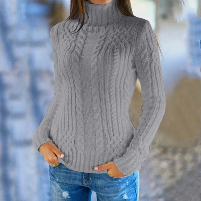 Pullover High-Neck Knitted Fashion Sweater