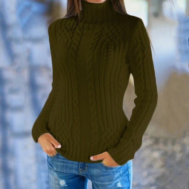 Pullover High-Neck Knitted Fashion Sweater