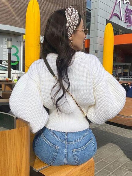 Pullover Jewel Neck Long Sleeves Stand Collar Acrylic Sweaters
