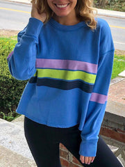 Pullover Long Sleeves Color Block Sweatshirt