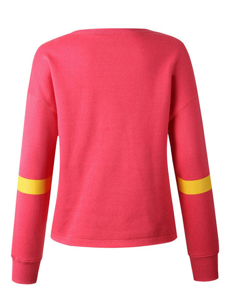 Pullover Long Sleeves Color Block Sweatshirt