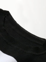 Pullover Round Neck Long Sleeves Stripes Sweaters