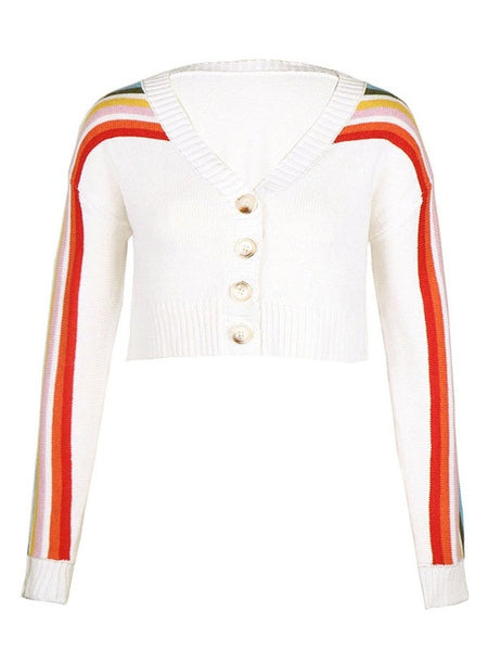 Pullover Stripes Long Sleeves Acrylic Sweaters