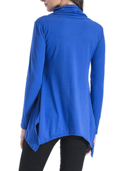 Pullover Sweatshirt Jewel Neck Long Sleeve Cotton Top With Pockets