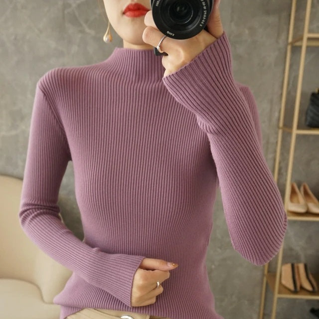 Pullovers Casual Half turtleneck Long Sleeve Sweater