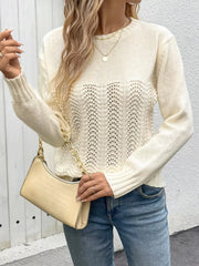 Pullovers Cut Out Jewel Neck Long Sleeves Acrylic Sweaters