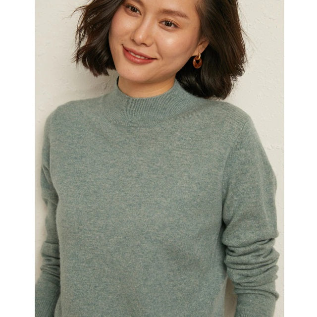 Pullovers Half Turtleneck Loose Wool Sweaters