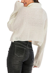 Pullovers High Collar Long Sleeves Acrylic Loose Sweater