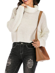 Pullovers High Collar Long Sleeves Acrylic Loose Sweater