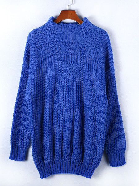 Pullovers Jewel Neck Long Sleeves Acrylic Sweaters