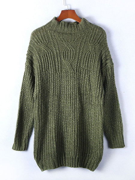 Pullovers Jewel Neck Long Sleeves Acrylic Sweaters