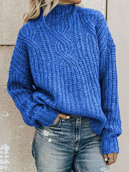 Pullovers Jewel Neck Long Sleeves Acrylic Sweaters