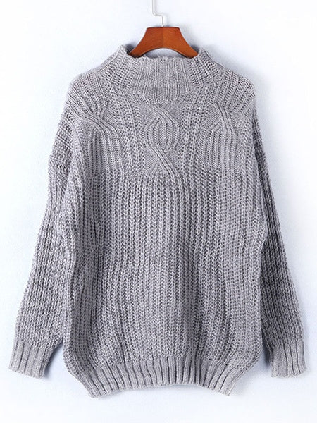 Pullovers Jewel Neck Long Sleeves Acrylic Sweaters
