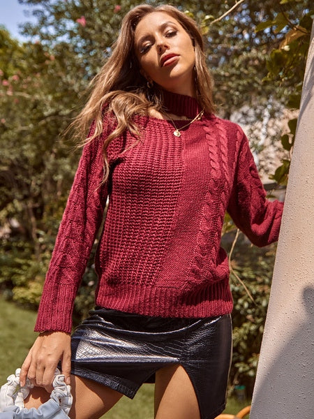Pullovers Long Sleeves Open Shoulder Acrylic Sweaters