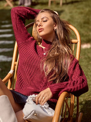 Pullovers Long Sleeves Open Shoulder Acrylic Sweaters