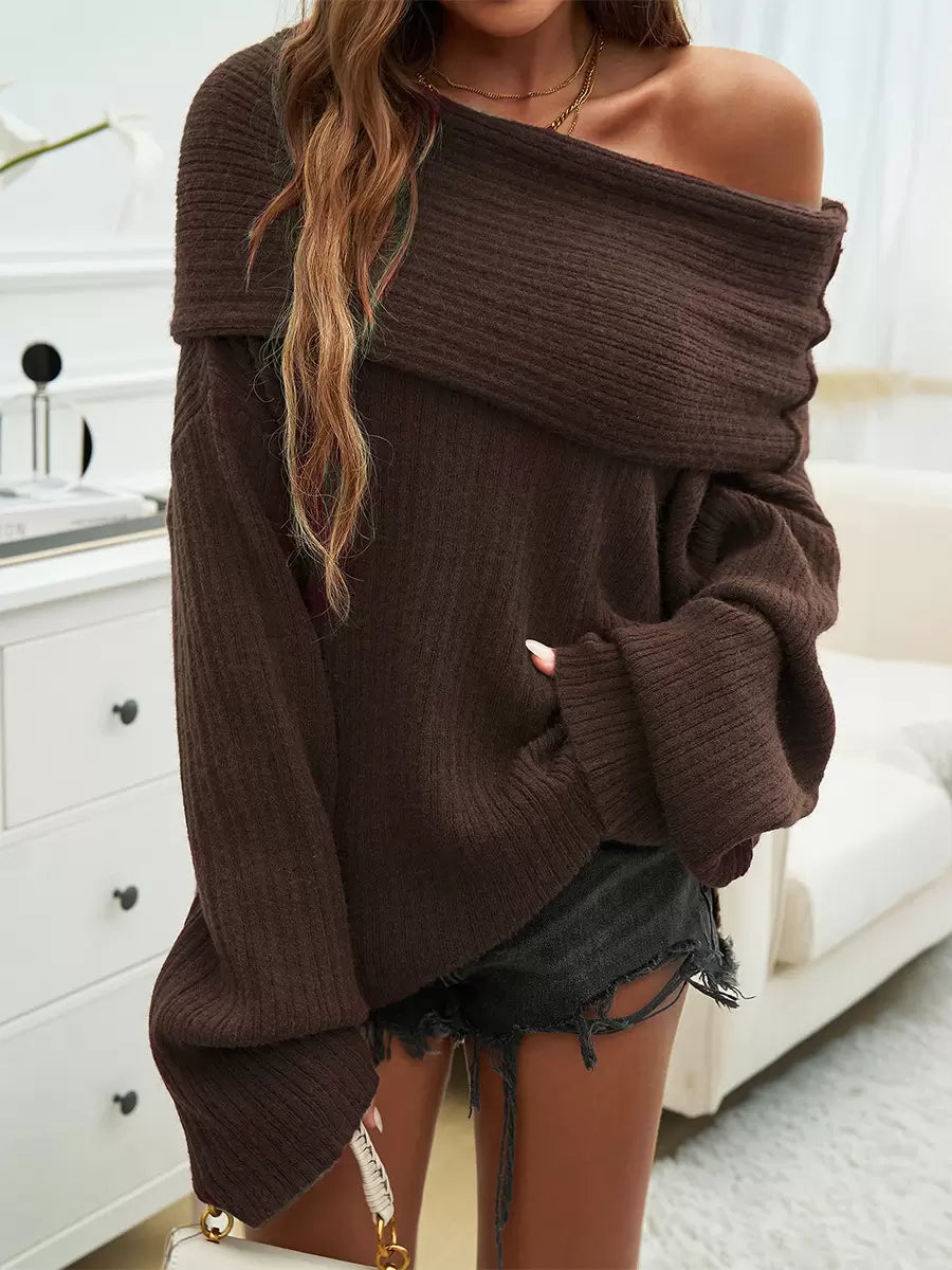 Pullovers Solid Bateau Neck Long Sleeves Acrylic Street Wear Sweaters