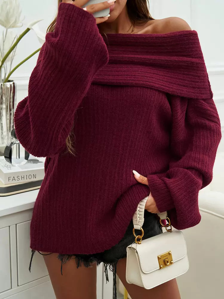 Pullovers Solid Bateau Neck Long Sleeves Acrylic Street Wear Sweaters
