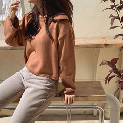 Pullovers Solid Colors Knitted Elegant Jumpers Sweaters
