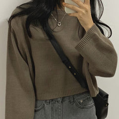 Pullovers Solid Colors Knitted Elegant Jumpers Sweaters