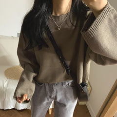 Pullovers Solid Colors Knitted Elegant Jumpers Sweaters