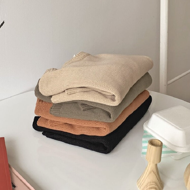 Pullovers Solid Colors Knitted Elegant Jumpers Sweaters